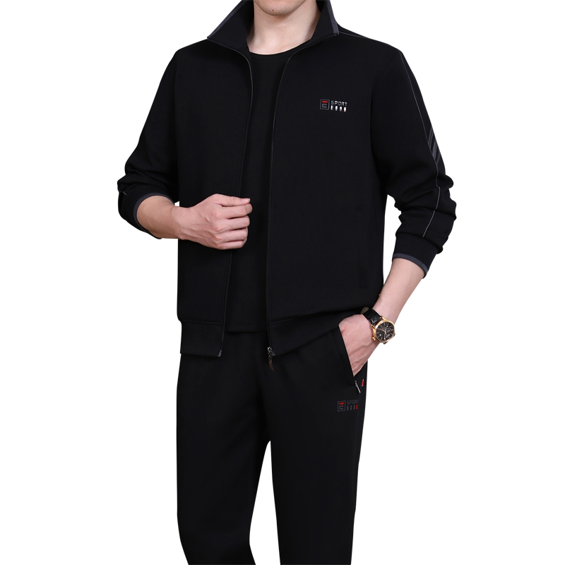 新款休闲运动服套装男春秋三件套