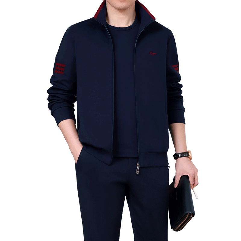 新款休闲运动服套装男春秋三件套