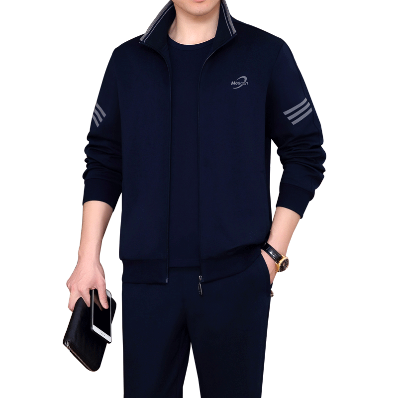 新款休闲运动服套装男春秋三件套