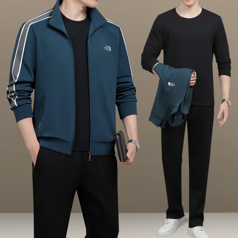 中老年运动套装男春秋季男士休闲卫衣中年大码运动服爸爸装两件套