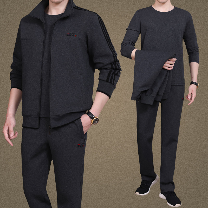 运动套装男春季中老年人爸爸春秋衣服跑步运动服男士爷爷休闲秋装