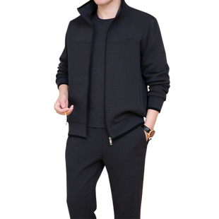 中老年运动套装男春秋季爸爸装宽松三件套中年男士休闲运动服装男