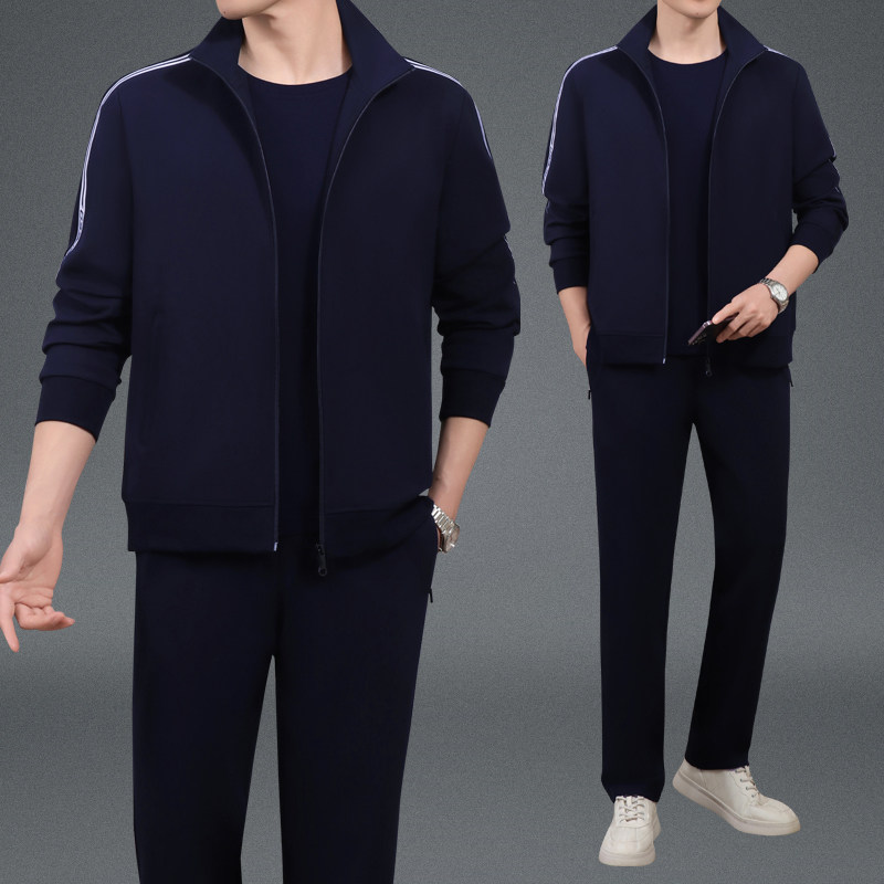 新款中年运动套装男春春秋冬季爸爸运动套装休闲大码运动服两件套