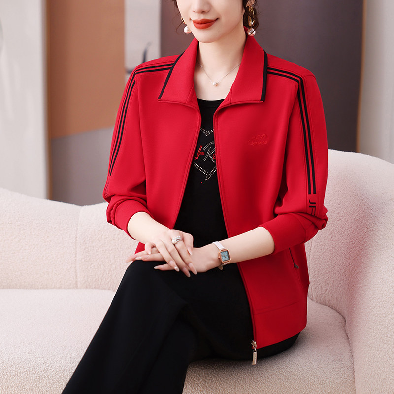 中老年女装运动服套装春秋2025新款妈妈秋装外套休闲卫衣中年上衣