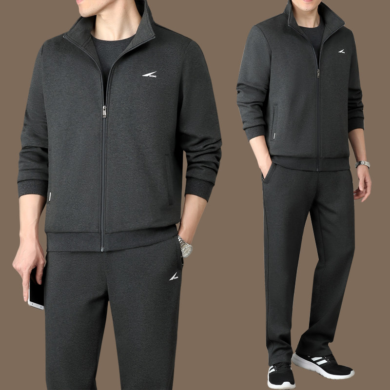 爸爸秋装卫衣三件套中老年运动服套装男士春秋冬季中年大码休闲服