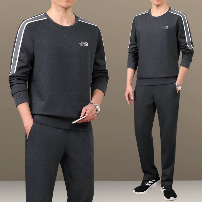 中老年运动套装男士春秋季2025新款休闲服套头长袖爸爸春装两件套