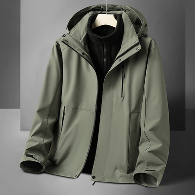 爸爸秋冬季外套中年男士三合一棉服套装中老年人上衣冲锋夹克男款