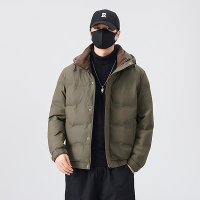 高端男士鸭绒羽绒服2025新款秋冬季加厚品牌冬装外套休闲连帽立领