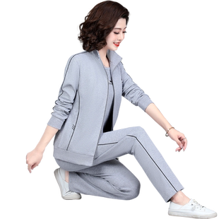 妈妈运动服套装春夏季新款时尚洋气休闲女卫衣中老年女春秋三件套