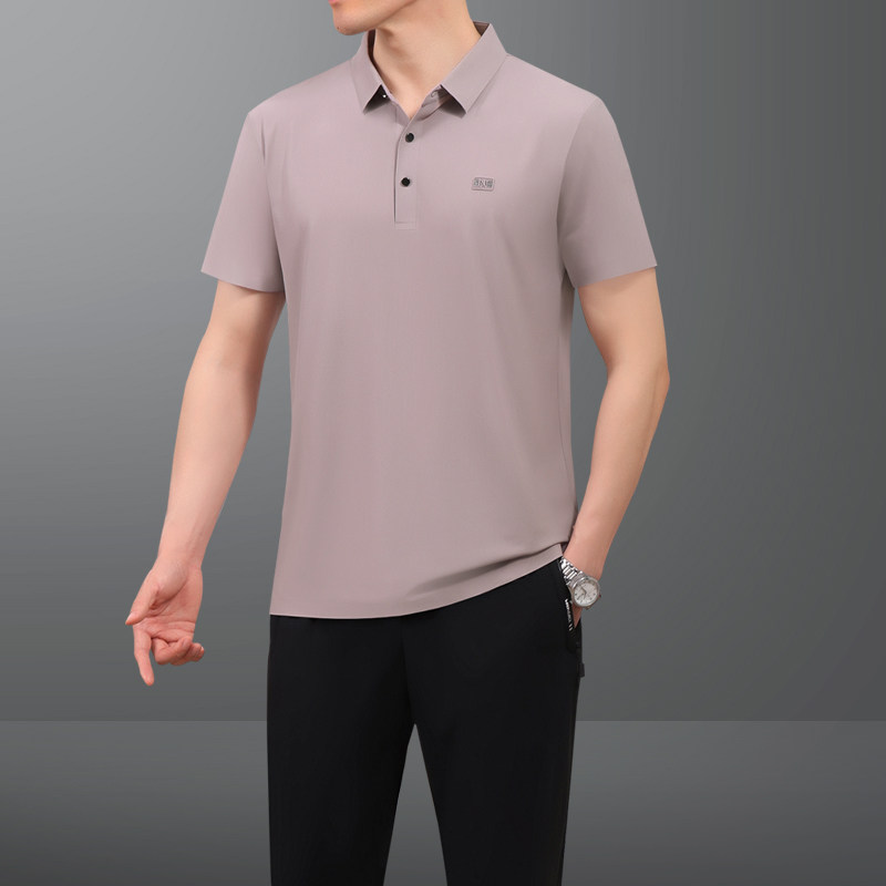 爸爸夏装套装中年男士高端冰丝短袖t恤新款中老年休闲运动服夏季