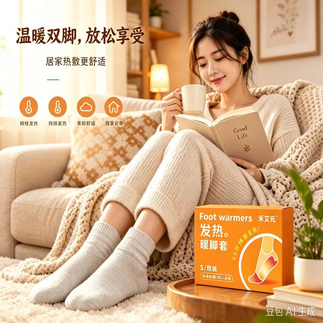 禾艾元发热暖脚套持续发热艾草自发热暖足贴包脚后跟热灸驱寒贴