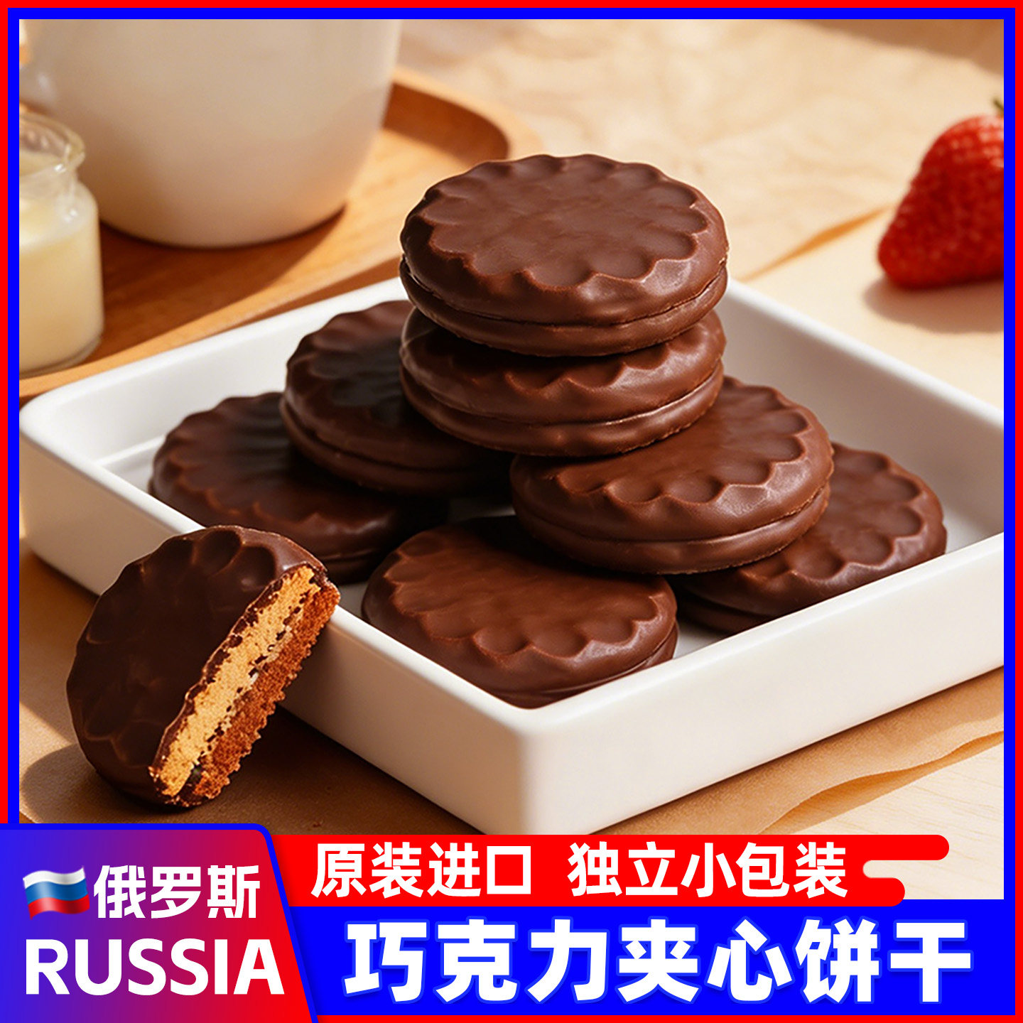 ATA进口可可脂巧克力涂层夹心饼干花生榛子炼乳原装休闲小零食品