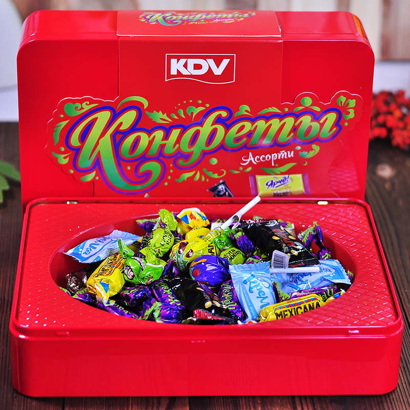 俄罗斯进口巧克力糖果混合装KDV紫皮糖散装零食品喜糖年货大礼盒