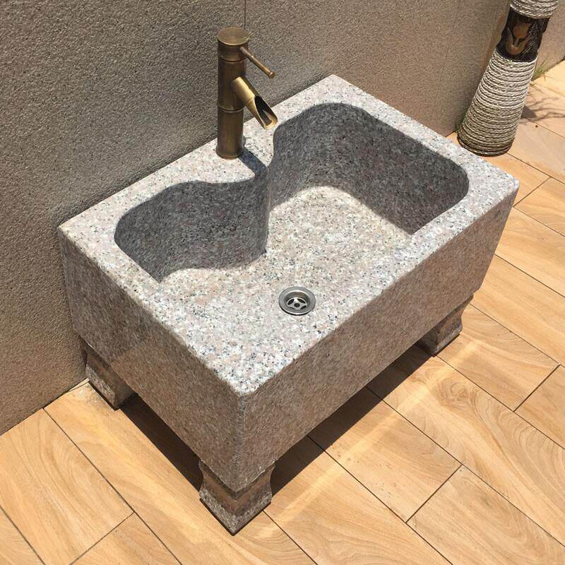 户外大理石拖把池庭院石材拖布池阳台室外洗手水槽天然石雕墩布池