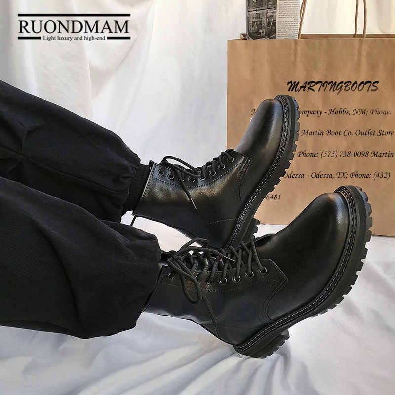 RUONDMAM冬季加绒保暖真皮马丁靴男款切尔西男中帮靴子英伦风男鞋