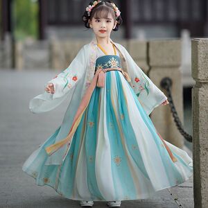 汉服女童2023夏款儿童古装中国风超仙唐装古风公主女孩春秋连衣裙