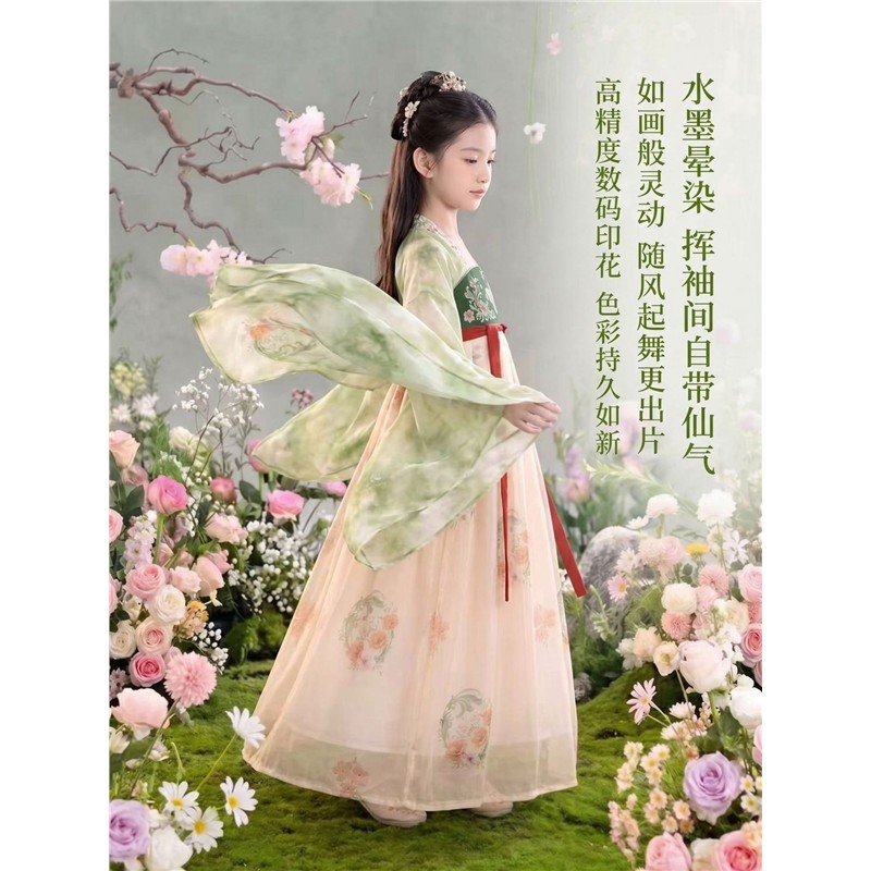 女童改良汉服连衣裙2026新款齐胸长裙夏季演出服超仙清新公主裙图片