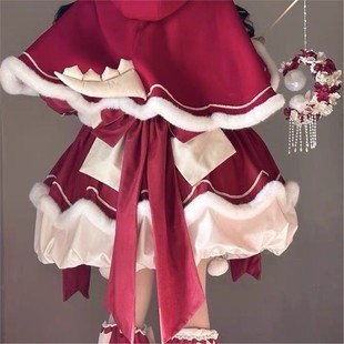 儿童拜年服战袍小福兽洛丽塔蓬蓬裙圣诞节长袖连衣裙新年战衣套装