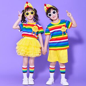 六一儿童演出服啦啦队幼儿园彩虹运动会舞蹈服可爱小鸡舞蹈表演服