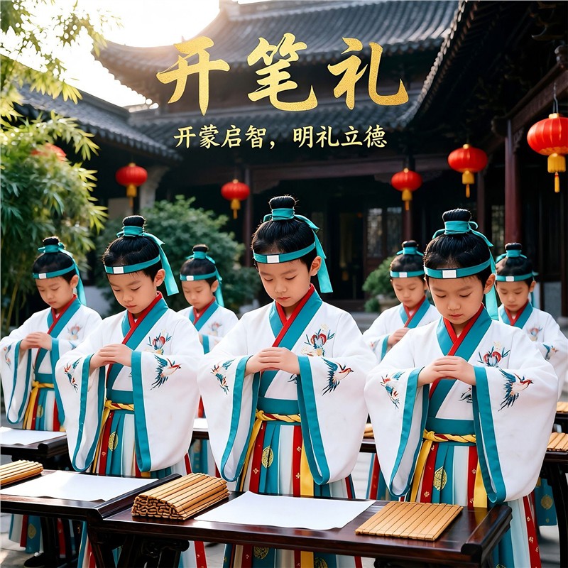 儿童古装汉服男童国学服中国风书童表演服装小学生开笔礼