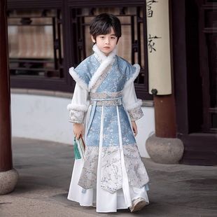 汉服男童冬款高端演出古装冬季加厚明制小男孩侠客唐装古风儿童男