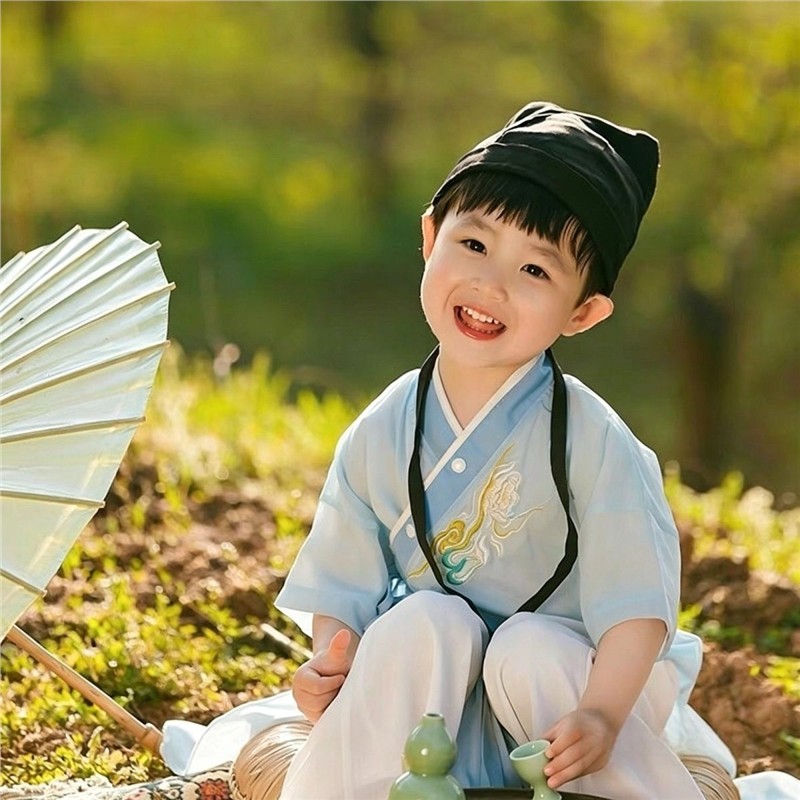 汉服男童新款女童儿童古装国学夏季轻薄古风帅气唐装演出服端午节