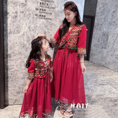 女童少数民族异域风情复古改良儿童连衣裙公主民族风长款 裙 套装