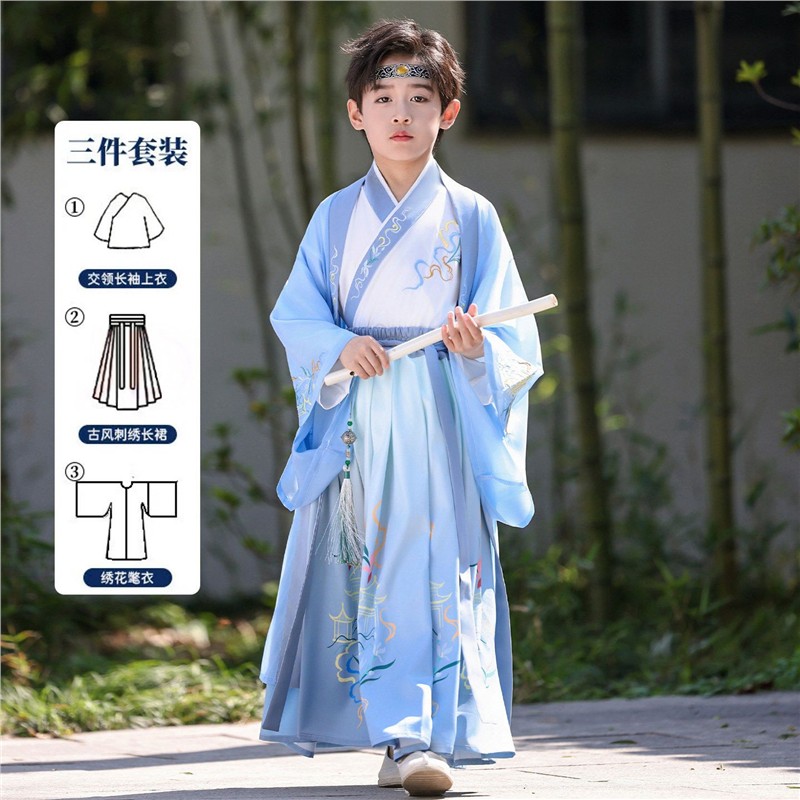 儿童汉服国学服唐装少爷装公子服春装2026新款古装小学生帅气