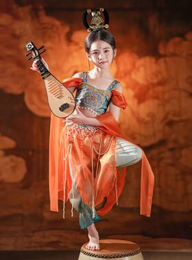 儿童西域敦煌飞天乐鼓舞蹈服汉服腰链女童古典舞异域风情演出服