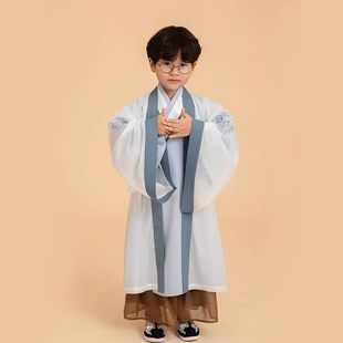 原创儿童汉服男童古装国学少爷服复古中国风唐装男孩侠客套装秋装
