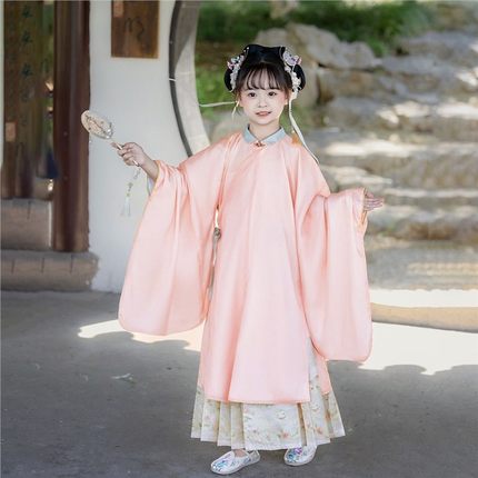 汉服女童秋冬原创儿童古风传统中国古装立领马面大袖明制套装唐装