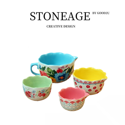 Taste of time出口美国手绘倒流打蛋碗牛奶田园风引流碗釉下彩