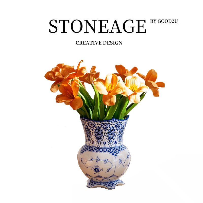 景德镇陶瓷花瓶摆件现代简约高颜值镂空手工陶罐插干花样板房软装