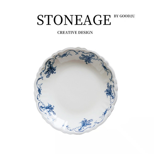 复古怀旧花束甜品咖喱意面早餐盘铜板转印古典植物印花平餐盘饭碗