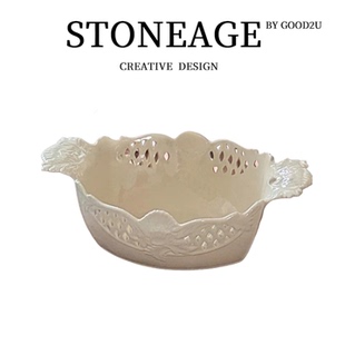 zarahome原单大号陶瓷水果盘客厅创意果盘家用高档茶几简约浮雕摆