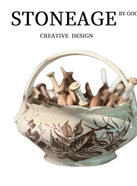 景德镇陶瓷手提果篮耐高温全手绘釉下彩青花花卉创意家用提篮花器