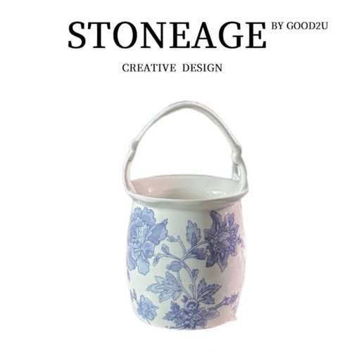 陶瓷提包桌面小收纳餐桌刀叉勺子收纳篮欧式美式厨房餐具轻奢装饰