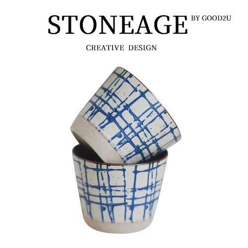 高颜值手作复古旷野猪口杯手绘咖啡杯景德镇陶瓷手握拉花蛋杯礼物