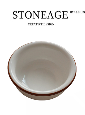 日高颜值简约复古描边线条微波炉陶瓷碗盘西餐盘早餐盘沙拉蛋糕盘