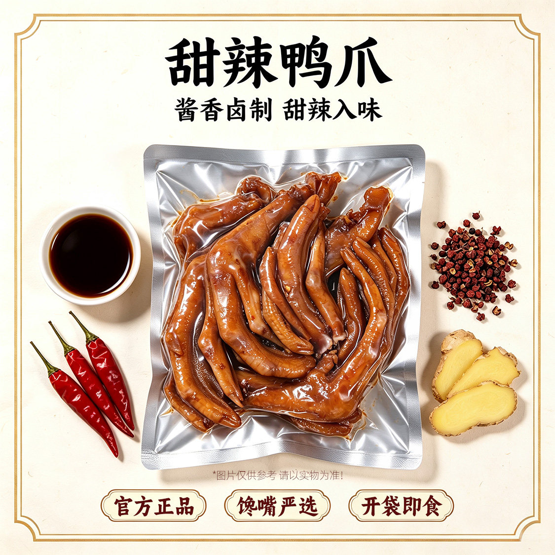 卤制甜辣鸭爪零食鸭掌速冻食品