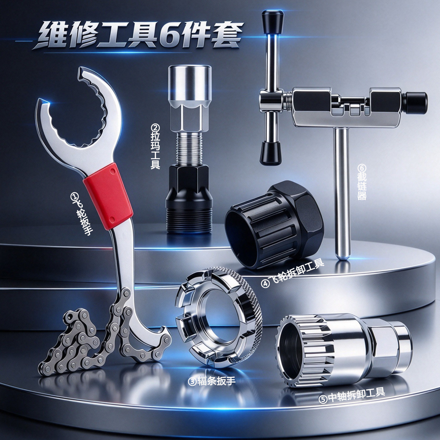 自行车维修工具套装单车修车截链器修理飞轮中轴拆卸配件