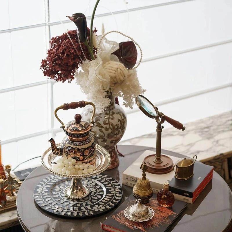 屿物为居 欧式轻奢样板间餐桌边几桌面茶具花艺中古摆件组合软装,家居饰品,装饰摆件,淘宝优惠券,粉丝福利购,淘宝优惠卷