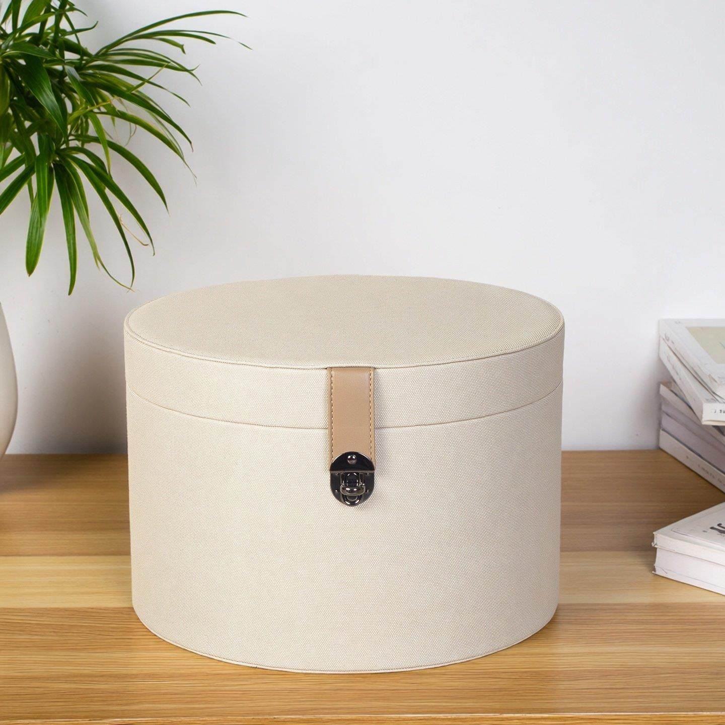 大号帽子收纳盒大容量圆形皮质家用储物整理箱卧室衣柜样板间装饰,收纳整理,桌面收纳盒,淘宝优惠券,粉丝福利购,淘宝优惠卷