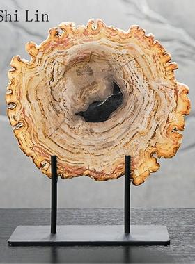 YuShiLin样板间摆设北欧风格软装陈设木化石摆件现代家居装饰简奢