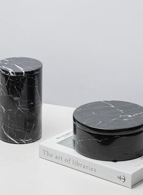现代北欧创意天然大理石储物罐摆件软装桌面首饰盒收纳家居装摆件
