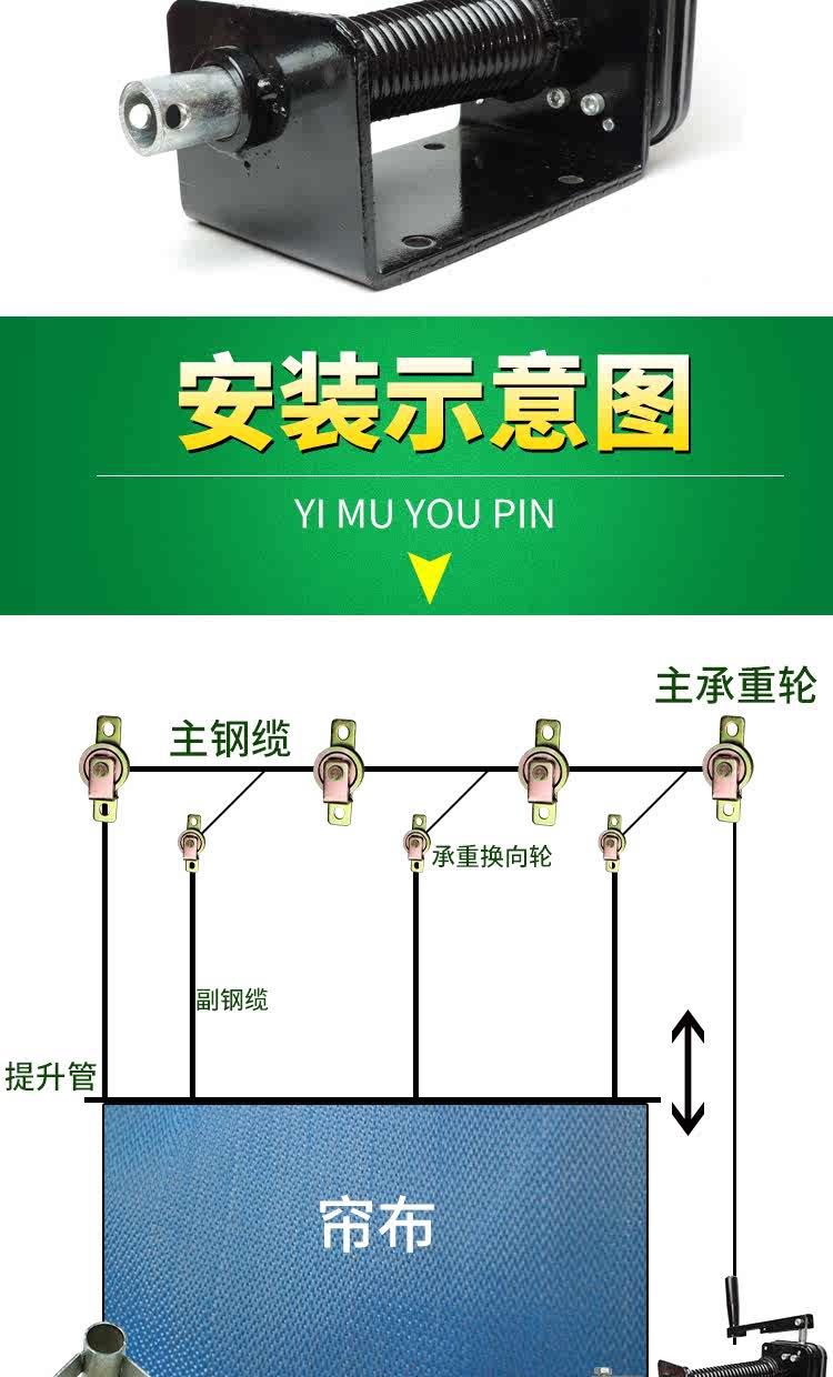 品养殖升降器篷布大棚卷膜器猪场卷帘机设备自锁手摇铸铁上开卷新