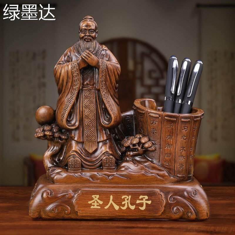 墨达师恩难忘孔子像笔筒摆件创意书房办公桌摆设毕业纪念品教师绿怎么看?