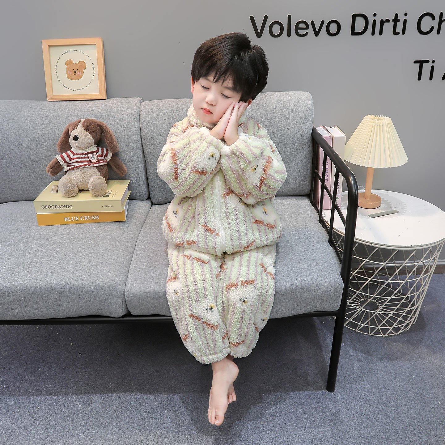 男童睡衣2025新款秋冬季儿童加厚法兰绒家居服套装宝宝珊瑚绒保暖