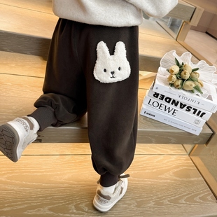双色兔子暖暖裤 潮流休闲棉裤 子加绒加厚保暖女宝宝中小童款 女童裤