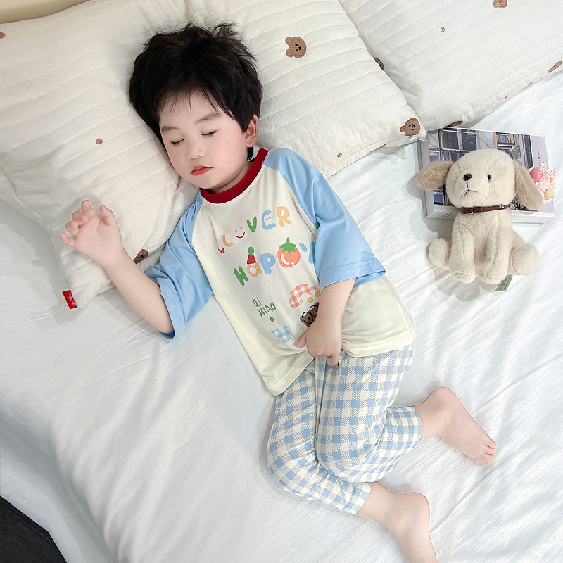 儿童睡衣2025新款夏季套装家居服薄款长裤空调服宝宝短袖夏款衣服